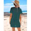 imageANRABESS Women Swimsuit Crochet Swim Cover Up Summer Bathing Suit Swimwear Knit Short Sleeve Pullover 2025 Beach DressCyan