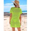 imageANRABESS Women Swimsuit Crochet Swim Cover Up Summer Bathing Suit Swimwear Knit Short Sleeve Pullover 2025 Beach DressGreen