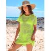 imageANRABESS Women Swimsuit Crochet Swim Cover Up Summer Bathing Suit Swimwear Knit Short Sleeve Pullover 2025 Beach DressGreen