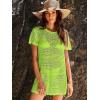 imageANRABESS Women Swimsuit Crochet Swim Cover Up Summer Bathing Suit Swimwear Knit Short Sleeve Pullover 2025 Beach DressGreen