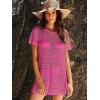 imageANRABESS Women Swimsuit Crochet Swim Cover Up Summer Bathing Suit Swimwear Knit Short Sleeve Pullover 2025 Beach DressHot Pink