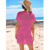imageANRABESS Women Swimsuit Crochet Swim Cover Up Summer Bathing Suit Swimwear Knit Short Sleeve Pullover 2025 Beach DressHot Pink