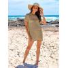 imageANRABESS Women Swimsuit Crochet Swim Cover Up Summer Bathing Suit Swimwear Knit Short Sleeve Pullover 2025 Beach DressKhaki