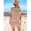 imageANRABESS Women Swimsuit Crochet Swim Cover Up Summer Bathing Suit Swimwear Knit Short Sleeve Pullover 2025 Beach DressLight Pink