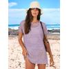 imageANRABESS Women Swimsuit Crochet Swim Cover Up Summer Bathing Suit Swimwear Knit Short Sleeve Pullover 2025 Beach DressLight Purple