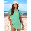 imageANRABESS Women Swimsuit Crochet Swim Cover Up Summer Bathing Suit Swimwear Knit Short Sleeve Pullover 2025 Beach DressMint