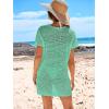 imageANRABESS Women Swimsuit Crochet Swim Cover Up Summer Bathing Suit Swimwear Knit Short Sleeve Pullover 2025 Beach DressMint