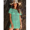 imageANRABESS Women Swimsuit Crochet Swim Cover Up Summer Bathing Suit Swimwear Knit Short Sleeve Pullover 2025 Beach DressMint