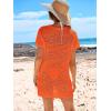 imageANRABESS Women Swimsuit Crochet Swim Cover Up Summer Bathing Suit Swimwear Knit Short Sleeve Pullover 2025 Beach DressOrange