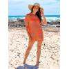 imageANRABESS Women Swimsuit Crochet Swim Cover Up Summer Bathing Suit Swimwear Knit Short Sleeve Pullover 2025 Beach DressOrange