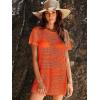 imageANRABESS Women Swimsuit Crochet Swim Cover Up Summer Bathing Suit Swimwear Knit Short Sleeve Pullover 2025 Beach DressOrange