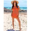 imageANRABESS Women Swimsuit Crochet Swim Cover Up Summer Bathing Suit Swimwear Knit Short Sleeve Pullover 2025 Beach DressOrange