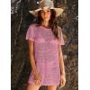 imageANRABESS Women Swimsuit Crochet Swim Cover Up Summer Bathing Suit Swimwear Knit Short Sleeve Pullover 2025 Beach DressPink