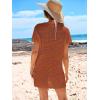 imageANRABESS Women Swimsuit Crochet Swim Cover Up Summer Bathing Suit Swimwear Knit Short Sleeve Pullover 2025 Beach DressRust