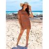 imageANRABESS Women Swimsuit Crochet Swim Cover Up Summer Bathing Suit Swimwear Knit Short Sleeve Pullover 2025 Beach DressRust