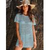 imageANRABESS Women Swimsuit Crochet Swim Cover Up Summer Bathing Suit Swimwear Knit Short Sleeve Pullover 2025 Beach DressSky
