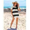imageANRABESS Women Swimsuit Crochet Swim Cover Up Summer Bathing Suit Swimwear Knit Short Sleeve Pullover 2025 Beach DressStripe Black White