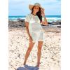imageANRABESS Women Swimsuit Crochet Swim Cover Up Summer Bathing Suit Swimwear Knit Short Sleeve Pullover 2025 Beach DressWhite