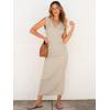 imageANRABESS Womens 2 Piece Outfits Summer Sweater Skirt Sets Casual Sleeveless V Neck Ribbed Vest Knit Tops Midi DressKhaki