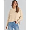 imageANRABESS Womens Oversized Crewneck Cropped Sweaters Long Batwing Sleeve Side Slit Ribbed Knit Pullover Tops 2024 Fall TrendyApricot