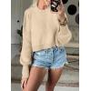 imageANRABESS Womens Oversized Crewneck Cropped Sweaters Long Batwing Sleeve Side Slit Ribbed Knit Pullover Tops 2024 Fall TrendyApricot