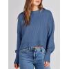imageANRABESS Womens Oversized Crewneck Cropped Sweaters Long Batwing Sleeve Side Slit Ribbed Knit Pullover Tops 2024 Fall TrendyBlue