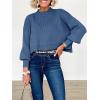 imageANRABESS Womens Oversized Crewneck Cropped Sweaters Long Batwing Sleeve Side Slit Ribbed Knit Pullover Tops 2024 Fall TrendyBlue