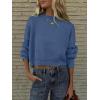 imageANRABESS Womens Oversized Crewneck Cropped Sweaters Long Batwing Sleeve Side Slit Ribbed Knit Pullover Tops 2024 Fall TrendyBlue