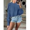 imageANRABESS Womens Oversized Crewneck Cropped Sweaters Long Batwing Sleeve Side Slit Ribbed Knit Pullover Tops 2024 Fall TrendyBlue