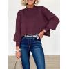 imageANRABESS Womens Oversized Crewneck Cropped Sweaters Long Batwing Sleeve Side Slit Ribbed Knit Pullover Tops 2024 Fall TrendyBurgundy