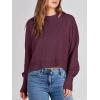 imageANRABESS Womens Oversized Crewneck Cropped Sweaters Long Batwing Sleeve Side Slit Ribbed Knit Pullover Tops 2024 Fall TrendyBurgundy