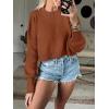 imageANRABESS Womens Oversized Crewneck Cropped Sweaters Long Batwing Sleeve Side Slit Ribbed Knit Pullover Tops 2024 Fall TrendyCaramel