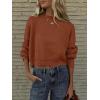 imageANRABESS Womens Oversized Crewneck Cropped Sweaters Long Batwing Sleeve Side Slit Ribbed Knit Pullover Tops 2024 Fall TrendyCaramel