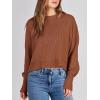 imageANRABESS Womens Oversized Crewneck Cropped Sweaters Long Batwing Sleeve Side Slit Ribbed Knit Pullover Tops 2024 Fall TrendyCaramel