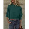 imageANRABESS Womens Oversized Crewneck Cropped Sweaters Long Batwing Sleeve Side Slit Ribbed Knit Pullover Tops 2024 Fall TrendyDark Green