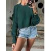 imageANRABESS Womens Oversized Crewneck Cropped Sweaters Long Batwing Sleeve Side Slit Ribbed Knit Pullover Tops 2024 Fall TrendyDark Green
