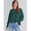 imageANRABESS Womens Oversized Crewneck Cropped Sweaters Long Batwing Sleeve Side Slit Ribbed Knit Pullover Tops 2024 Fall TrendyDark Green