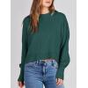 imageANRABESS Womens Oversized Crewneck Cropped Sweaters Long Batwing Sleeve Side Slit Ribbed Knit Pullover Tops 2024 Fall TrendyDark Green
