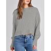imageANRABESS Womens Oversized Crewneck Cropped Sweaters Long Batwing Sleeve Side Slit Ribbed Knit Pullover Tops 2024 Fall TrendyGrey