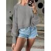 imageANRABESS Womens Oversized Crewneck Cropped Sweaters Long Batwing Sleeve Side Slit Ribbed Knit Pullover Tops 2024 Fall TrendyGrey