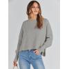 imageANRABESS Womens Oversized Crewneck Cropped Sweaters Long Batwing Sleeve Side Slit Ribbed Knit Pullover Tops 2024 Fall TrendyGrey
