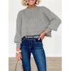 imageANRABESS Womens Oversized Crewneck Cropped Sweaters Long Batwing Sleeve Side Slit Ribbed Knit Pullover Tops 2024 Fall TrendyGrey