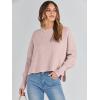 imageANRABESS Womens Oversized Crewneck Cropped Sweaters Long Batwing Sleeve Side Slit Ribbed Knit Pullover Tops 2024 Fall TrendyPink