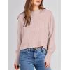 imageANRABESS Womens Oversized Crewneck Cropped Sweaters Long Batwing Sleeve Side Slit Ribbed Knit Pullover Tops 2024 Fall TrendyPink