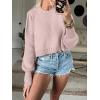 imageANRABESS Womens Oversized Crewneck Cropped Sweaters Long Batwing Sleeve Side Slit Ribbed Knit Pullover Tops 2024 Fall TrendyPink