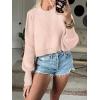 imageANRABESS Womens Oversized Crewneck Cropped Sweaters Long Batwing Sleeve Side Slit Ribbed Knit Pullover Tops 2024 Fall TrendyPink Khaki