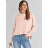 imageANRABESS Womens Oversized Crewneck Cropped Sweaters Long Batwing Sleeve Side Slit Ribbed Knit Pullover Tops 2024 Fall TrendyPink Khaki