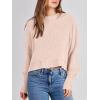 imageANRABESS Womens Oversized Crewneck Cropped Sweaters Long Batwing Sleeve Side Slit Ribbed Knit Pullover Tops 2024 Fall TrendyPink Khaki