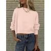 imageANRABESS Womens Oversized Crewneck Cropped Sweaters Long Batwing Sleeve Side Slit Ribbed Knit Pullover Tops 2024 Fall TrendyPink Khaki