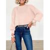 imageANRABESS Womens Oversized Crewneck Cropped Sweaters Long Batwing Sleeve Side Slit Ribbed Knit Pullover Tops 2024 Fall TrendyPink Khaki